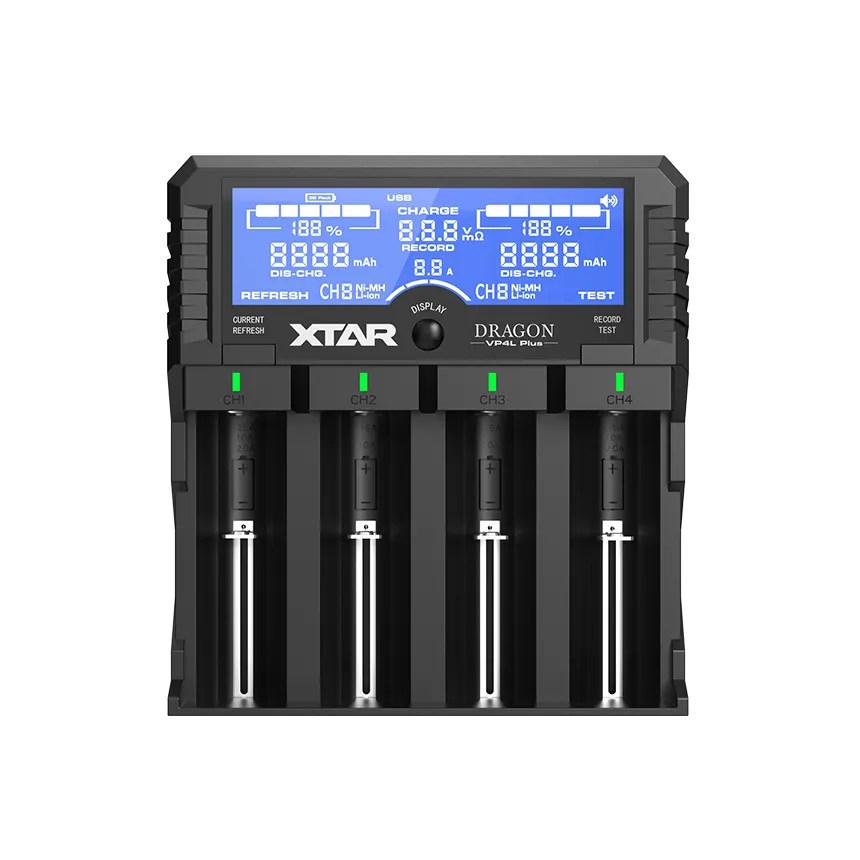 XTAR ड्रैगन VP4L प्लस 3.6/3.7V ली-आयन 1.2V NiMH AA AAA विश्लेषक और परीक्षक 26650 21700 14500 16340 18650 बैटरी चार्जर