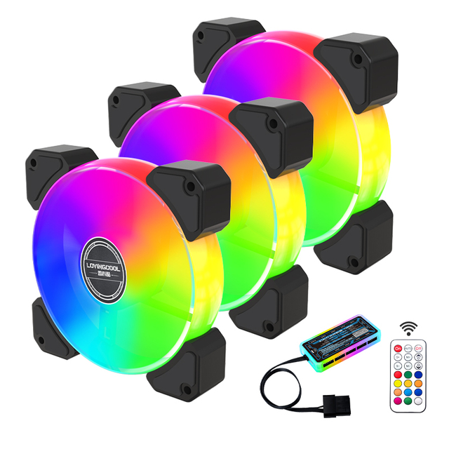 Lovingcool Computer case Fan Auto 120mm RGB and ARGB Design Controller Kit with Different Effect LED Light and PC Case Gaming PC