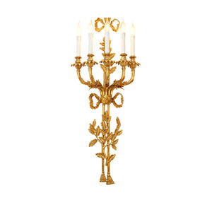 מלון צרפתי וילה רטרו עיצוב צורת נר גדול נחושת אורות קיר טירת וילה סלון מנורת פמוט קיר עתיק פליז - Product Image 5