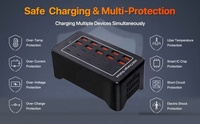 Station de charge rapide USB 20 ports 100W HUB USB multiport Adaptateur de chargeur type-c 10 USB-C avec prise US EU UK AU pour option