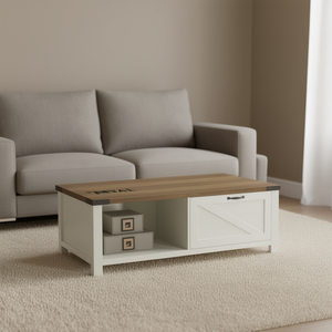 Moose <b>Brown</b> Arctic White Coffee <b>Table</b> Wood Top Farmhouse Storage Living Room Furniture - Product Image 2