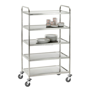 Heavy Duty 5 Layer Stainless Steel Catering Service Trolley Mobile Food Transport Cart for Restaurant Hotel Banquet Hall - Product Image 1