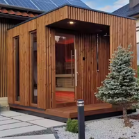 Modern mewah 4 orang Cedar luar ruangan kabin Sauna kayu merah Finlandia konstruksi kayu Solid fungsi uap kering