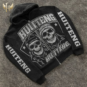 Guangzhou Huiteng Custom <strong>Clothing</strong> Manufacturers French Terry Cotton 500gsm Heavyweight Large DTG Printing Zip up Men Hoodie - Product Image 1