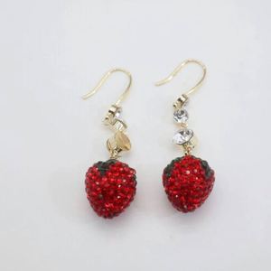 Sweet Fresh Strawberry Luxury Fashionable Classic Gentle Simple Versatile Exquisite <b>Red</b> Butterfly Drop <b>Earrings</b> Silver Plated - Product Image 3