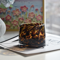 Bougie en verre soufflé à large ouverture, motif léopard