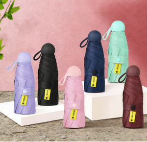 Parapluie de voyage mini pliable 5 sections léger et compact avec étui, idéal pour la pluie, imperméable, cadeau promotionnel économique - Product Image 1