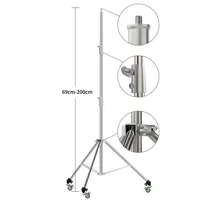 Caméra vidéo portable professionnelle, trépied à bras croisé en acier inoxydable à 3 pieds avec une longueur extensible de 2100 mm