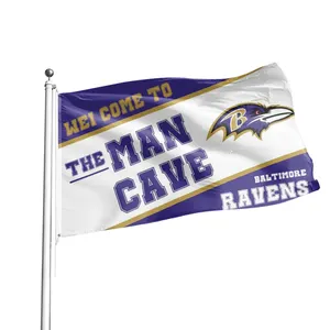 Bendera Ravens 2023 Baltimore murah kustom 3x5 kaki digital dicetak satu sisi spanduk cetak dua sisi