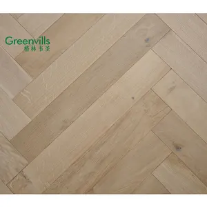 Plancher de bois à chevrons en teck inachevé, support en bois massif de 15mm d'épaisseur