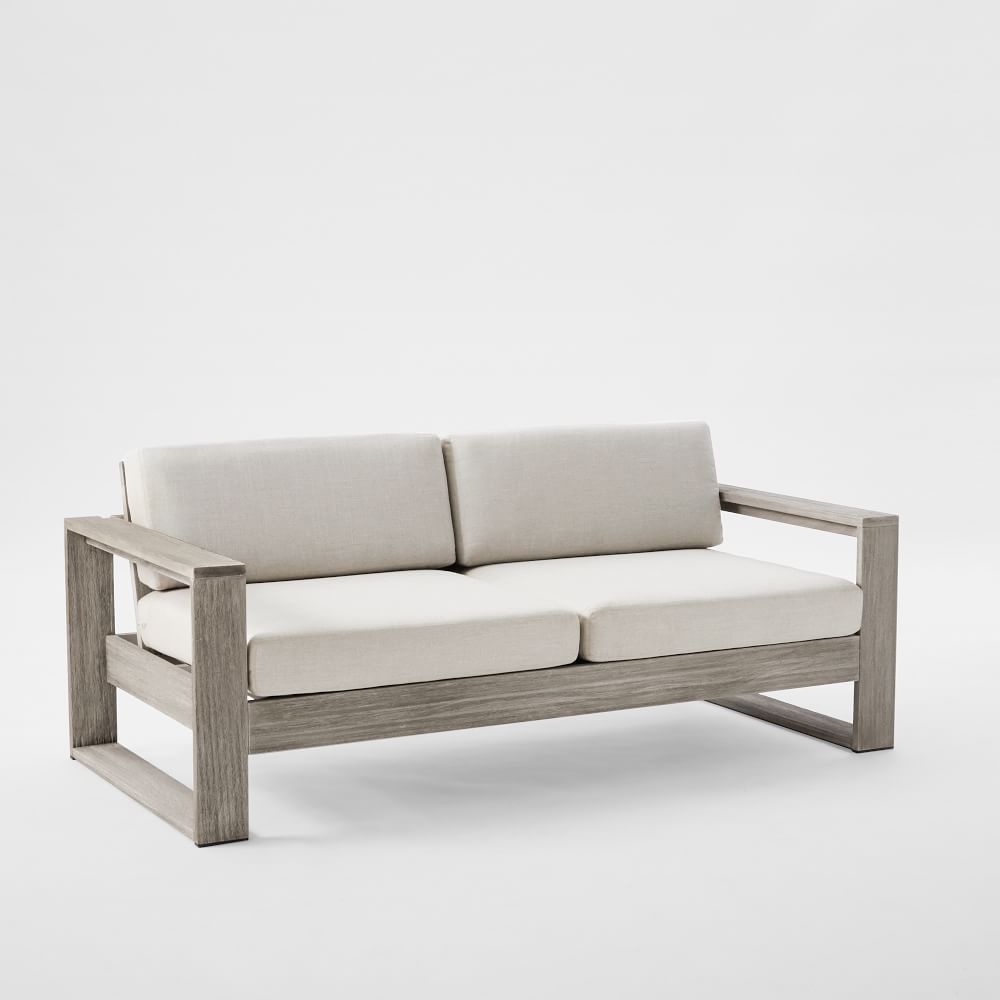 Easy cleaning two seat garden courtyard teak wood outdoor furniture sofa with cushion