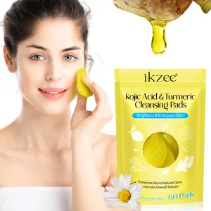 Ikzee 60 pedleri yüz yıkama ürünleri zerdeçal temizleme pedleri ve beyazlatma peeling Kojic asit yüz temizleyici Pad akne gözenek için