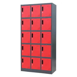 Office School Locker Furniture Storage Box Red Metal Security Parcel 15 Door Locker