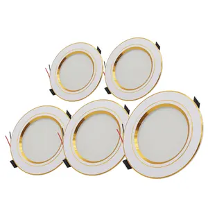 AC220V HA CONDOTTO Il Downlight Da Incasso Rotonda In Oro Luce di Soffitto 5W 9W 12W 15W 18W Bianco/bianco caldo di Alluminio HA CONDOTTO Giù LA Lampada Ultra Sottile