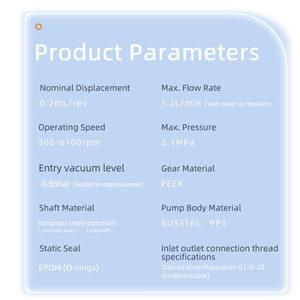 Bomba de Engranajes de Acero Inoxidable de Alta Temperatura con Motor Integrado de 40W, 1.3MPa, 880ml/min, Personalizable - Product Image 5