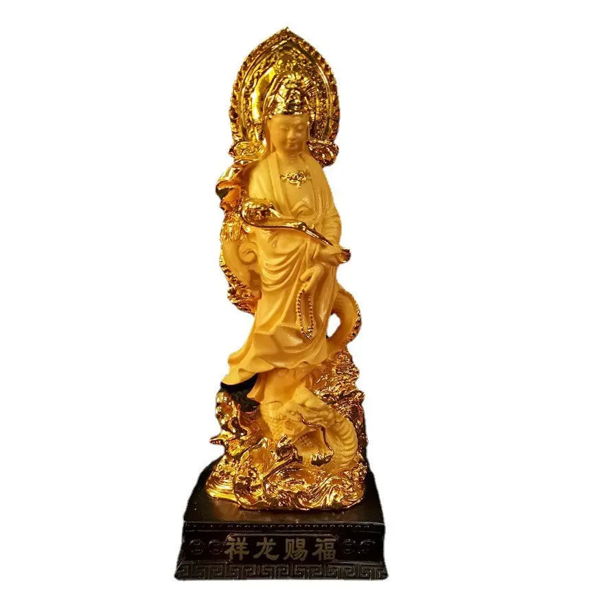 Custom Hars Religieuze Boeddha Standbeeld Staande Dragon Guanyin Bodhisattva Klein Standbeeld Draak Rijden Guanyin Avalokitesvara