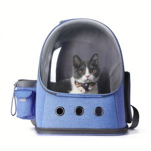 Oxford Waterproof Pet <b>Backpack</b> Carrier with Zipper Closure 35x26x43cm Transparent Bubble Space Design for <b>Cats</b> & Dogs - Product Image 1