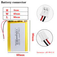 3,7 V 4000mAh 606090 Wiederauf ladbare Bateria Lipo Für Kamera Power Bank Tablet Elektrisches Spielzeug Mit 2-poligem PH2.0 mm-Anschluss