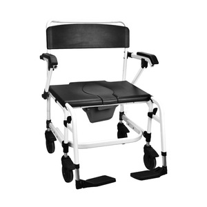 Fauteuil d'infirmière à roulettes en alliage d'aluminium, pliable avec roues et accoudoirs rabattables, pour aide à la réadaptation des personnes âgées - Product Image 1