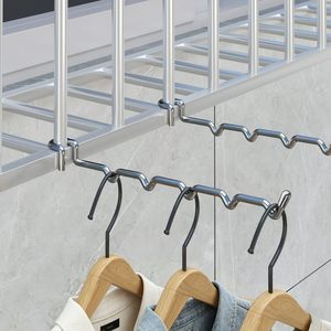 <b>Clothes</b> <b>Rack</b> For Balcony Round Tube Hook Type Drying <b>Rack</b> With Burglarproof Window Hooks Fixed Single Bar Design - Product Image 2