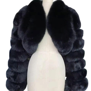 Fourrure Coupe Courte Épissage Col en Fausse Fourrure Manteau en Fourrure de Renard Veste <span class=keywords><strong>Femme</strong></span> - Product Image 6