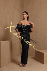 Abito <span class=keywords><strong>da</strong></span> Sera Elegante Nero con Catena di Cristalli e Farfalle, <span class=keywords><strong>Vestito</strong></span> Fasciante <span class=keywords><strong>da</strong></span> Donna per Feste e Cene - Product Image 3