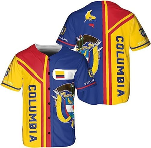 OEM barato personalizado bordado Logo sublimación Vintage malla hombres Jersey <span class=keywords><strong>Colombia</strong></span> amarillo fútbol béisbol Jersey - Product Image 3