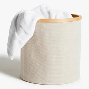 Umwelt freundlicher Bambus-Badezimmer-Wäsche korb mit Leinwand Einfache faltbare Lagerung
