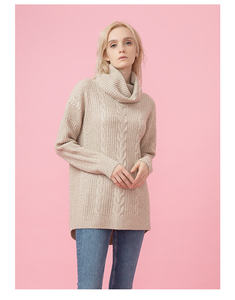 Pull en maille torsadée épaisse à <span class=keywords><strong>col</strong></span> <span class=keywords><strong>roulé</strong></span> pour <span class=keywords><strong>femme</strong></span>, coupe oversize, manches longues, grandes tailles, collection hiver OEM - Product Image 4