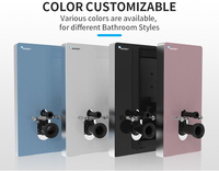 Citerne de toilette encastrée, design à double chasse, cadre en aluminium, meuble en verre trempé, réservoir d'eau dissimulé pour WC suspendu