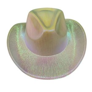 Sombrero Vaquero Holográfico Iridiscente Personalizable con Imagen Metálica Disco para Viajes, Fiestas, Festivales de Música, Halloween y Eventos de Cosplay - Product Image 5