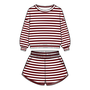 Ensemble de 2 pièces pour filles en bas âge, haut à manches longues rayé et short, tenues décontractées pour enfants, vêtements d'automne personnalisés - Product Image 2