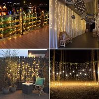 Guirlande lumineuse à LED blanc chaud 3x1M 120 LED avec prise US 110V, éclairage commercial pour rideaux de fêtes, pour extérieur, jardin, patio