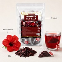 Sachets de thé Hibiscus 30 unités – Antioxydant et Soutien Cardiovasculaire – Tisane 60g Yuzetang – Durée de conservation 18 mois