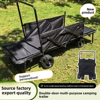Chariot de camping pliable pour enfants avec roues tout-terrain et siège inclinable à double ouverture pour les voyages en famille en plein air