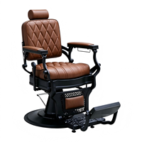 Fauteuil de Barbier Hydraulique Inclinable Marron Vintage avec Capitonnage Diamanté pour Salon de Coiffure et Barbier
