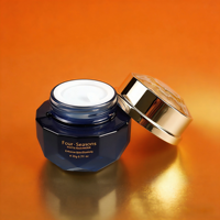 Ensemble de flacons de soin de la peau personnalisés de qualité supérieure 30 50G Verre dégradé bleu foncé Bouchon doré Base taillée en diamant Emballage de sérum facial de luxe