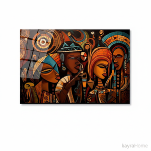 Arte Tribal Africano Vibrante en Lienzo: Impresión de Figuras Étnicas, ARTE EN VIDRIO TEMPLADO - Product Image 2