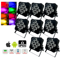 Lampu Par LED Flat 9*18w RGBWA+UV 6in1 Nirkabel Bertenaga Baterai DMX 18w, Laris Terjual