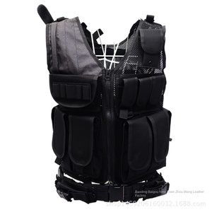 Gilet tactique personnalisé en polyester noir respirant, multifonctionnel, avec fermeture éclair de protection pour le terrain, pour l'extérieur - Product Image 1