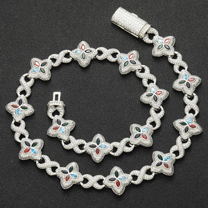 Collier trèfle à quatre feuilles style hip-hop européen et américain, collier ras du <span class=keywords><strong>cou</strong></span> tendance et cool pour hommes et femmes, zircon 5A, anniversaire - Product Image 3