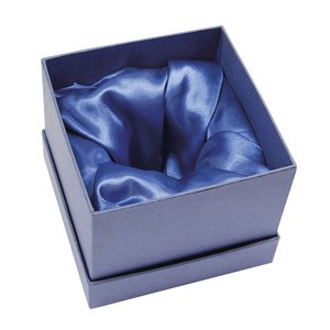 Boîte à bijoux en satin bleu 12x12x11cm, conteneur cadeau avec couvercle - Product Image 1