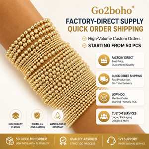 Go2boho <strong>Gold</strong> Plated <strong>Bracelets</strong> for Ladies Handmade Jewelry Golden <strong>Bead</strong> Pulsera Elastic Jewellery Plain Travel <strong>Bracelet</strong> Wholesale - Product Image 1