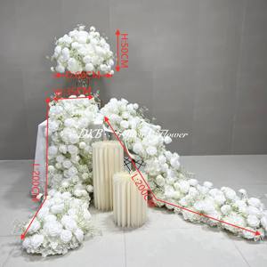 Guirlande de fleurs blanches personnalisée en usine chemin de fleurs d'eucalyptus soie artificielle de luxe rose chemin de fleurs de table blanc - Product Image 6
