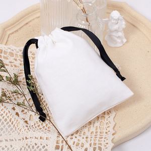 Personalized <b>Bags</b> <b>Large</b> Natural White Canvas Sack <b>Black</b> Muslin Drawstring Cotton Jewelry Packaging Gift Pouch Dust <b>Bag</b> - Product Image 5