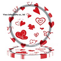 Nouvel ensemble de vaisselle jetable en papier en forme de cœur pour la Saint-Valentin avec nappe, serviettes, fourchettes, couteaux et cuillères pour les fêtes d'enfants