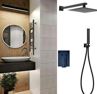 Ensemble de douche thermostatique mural en laiton poli à poignée unique avec robinet de pluie pour salle de bain moderne