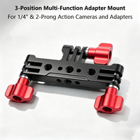 Adaptor Kamera Aluminium Alloy 3-Posisi dengan Ulir 1/4" Braket Ekspansi Multi-Fungsi Aksesori Kamera Aksi 2-Pin OEM