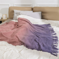 Couverture de jet de dégradé de mode avec des glands doux maison hôtel chaise lit canapé sommeil sieste couverture chaude couvertures