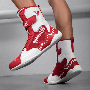 Zapatos de Boxeo Quanjizhe de Caña Alta con Cordones, de Cuero Sintético Antideslizante para Entrenamiento en Interiores y Lucha - Product Image 4